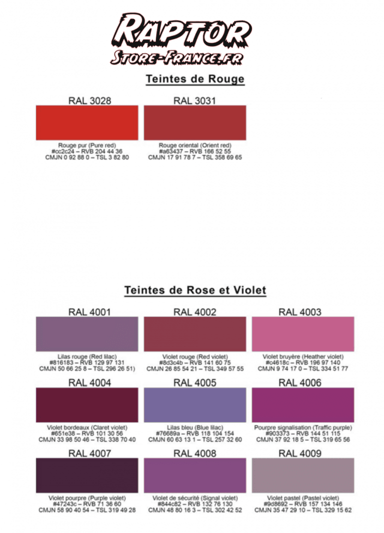Colorant Ral 1kg pour RAPTOR » Raptor Store France